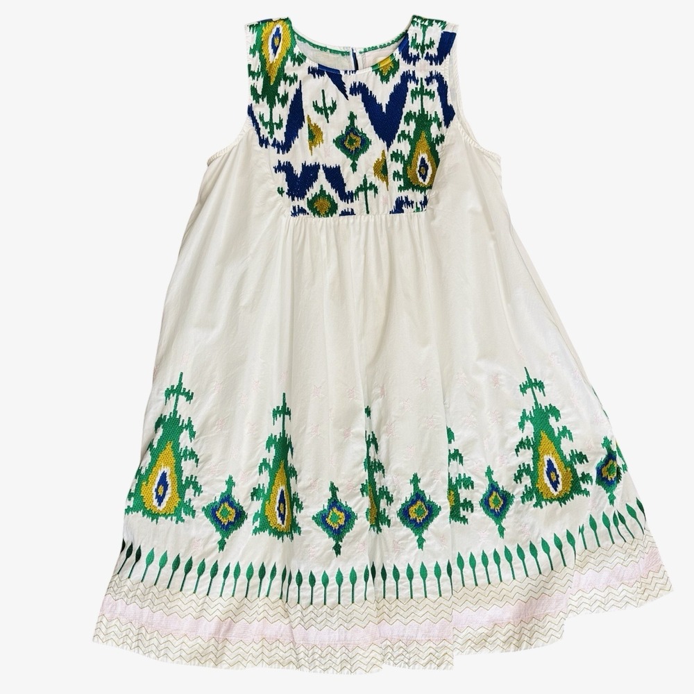Anthropologie Vivienne Tunic White‎ Lined Dress Embroidered Detail Mini Medium - Picture 7 of 16